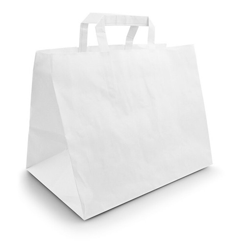 Sac en papier blanc personnalisable avec anses plates - 32x22x28 cm