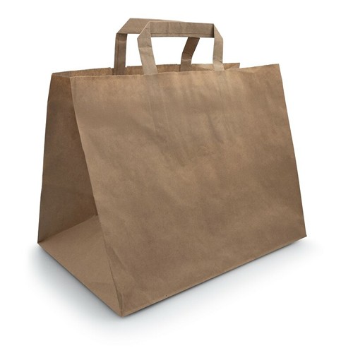 Sac en papier blanc personnalisable avec anses plates - 32x22x28 cm