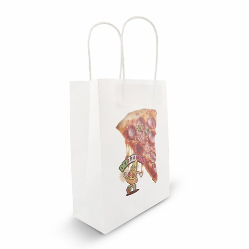 Sac en papier blanc personnalisable avec anses plates - 32x22x28 cm