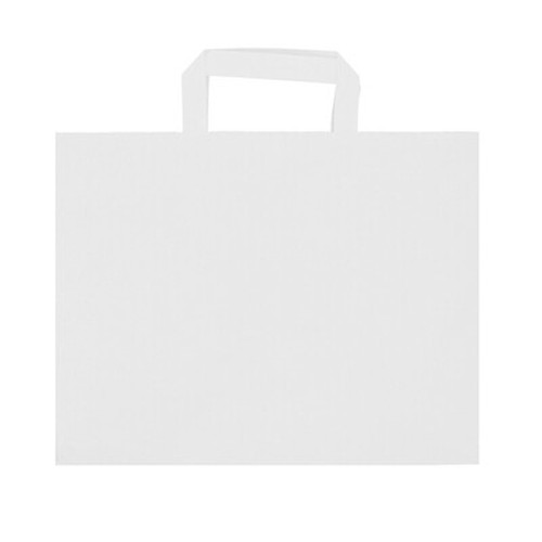 Sac en papier blanc personnalisable avec anses plates - 32x22x28 cm