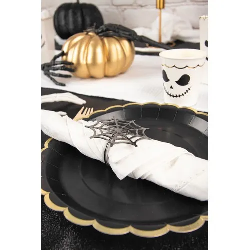 Rond de serviette toile d'araignée métal noir - Décoration Halloween