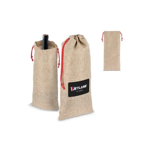 Pochette à vin en jute personnalisable 14 x 34 cm