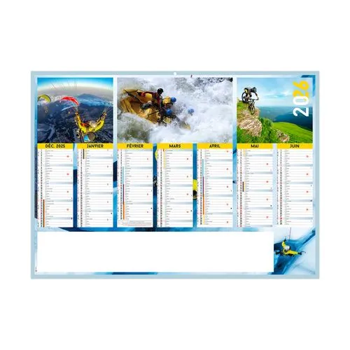 ADRENALINE 2026 - MIDI 430 x 335 mm - LEGER 400G - SANS MARQUAGE - 1 TROU EN TETE