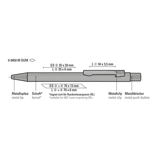 Stylo Bille Métallique Rétractable Grip Caoutchouté - Personnalisable