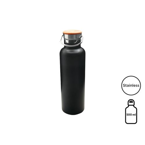 Bouteille isotherme 500ml acier et bambou - Personnalisable