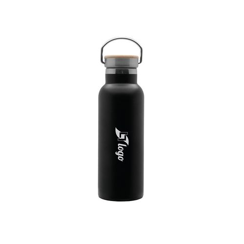 Bouteille isotherme 500ml acier et bambou - Personnalisable