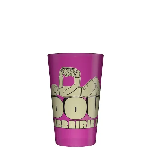 Gobelet réutilisable personnalisé 25cl rose - Quadrichromie (Fond Wobz)