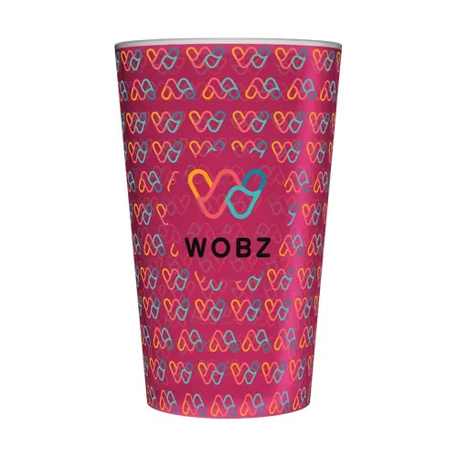 Gobelet réutilisable personnalisé 25cl rose - Quadrichromie (Fond Wobz)