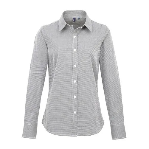 Chemisier popeline vichy à manches longues femme