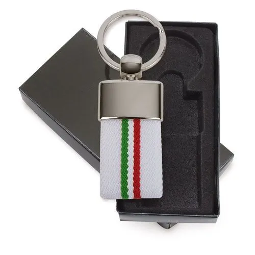 PORTE-CLÉS CEINTURE DRAPEAU ITALIE BLANC "KIRK"