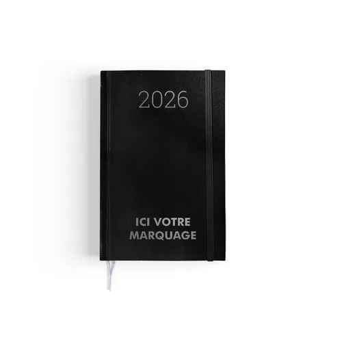 AGENDA DE CHANTIER 2026 - 90 x 140 mm - COUVERTURE BORDEAUX SANS MARQUAGE - ELASTIQUE DE FERMETURE - CRAYON ET PORTE CRAYON