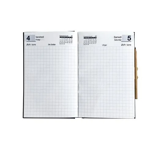 AGENDA DE CHANTIER 2026 - 90 x 140 mm - COUVERTURE BORDEAUX SANS MARQUAGE - ELASTIQUE DE FERMETURE - CRAYON ET PORTE CRAYON