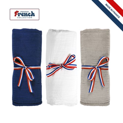 Chèche Coton Tricolore Bleu Blanc Rouge - Fabrication Française 110g