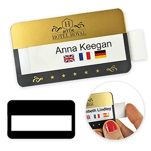 Badge Nominatif Réutilisable Double Ligne 70x40mm - Personnalisable