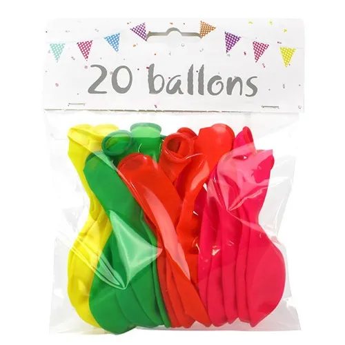 20 Ballons FLUO assortis 26 cm