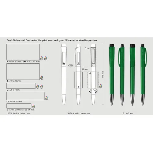 Stylo Bille Rétractable Transparent Personnalisable - Zeno Mn