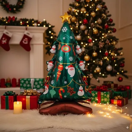 Ballon Sapin de Noël sur Pieds 120x58cm - Personnalisable Sérigraphie