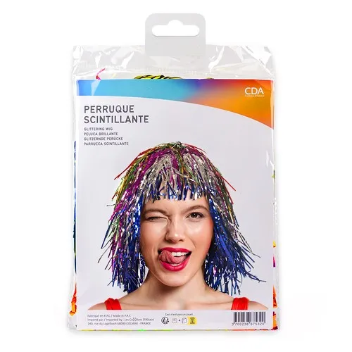 Perruque Disco Lamée Multicolore - Accessoire Festif Personnalisable