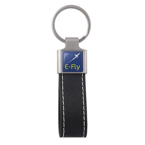 Porte-clés Similicuir Noir Premium - Finition Nickel Satiné
