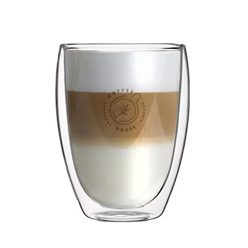 Mug publicitaire à double paroi en verre - Effet suspension