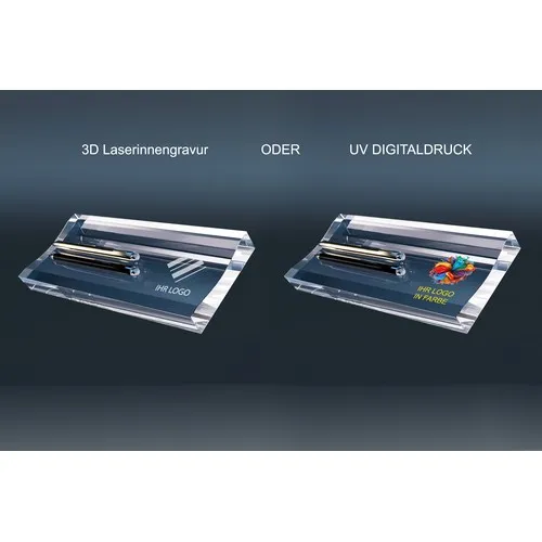 Plateau à Stylos en Cristal Personnalisable - Gravure Laser 3D