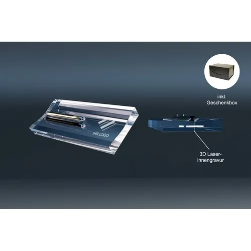 Plateau à Stylos en Cristal Personnalisable - Gravure Laser 3D
