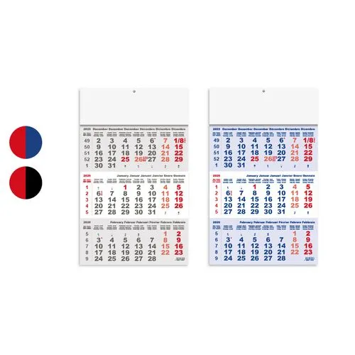Calendrier Triptyque 3 Mois 2026 - Format 300x400mm Personnalisable