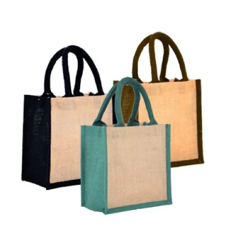 Mini Cabas Jute Épicerie Fine - Anses Courtes Noir