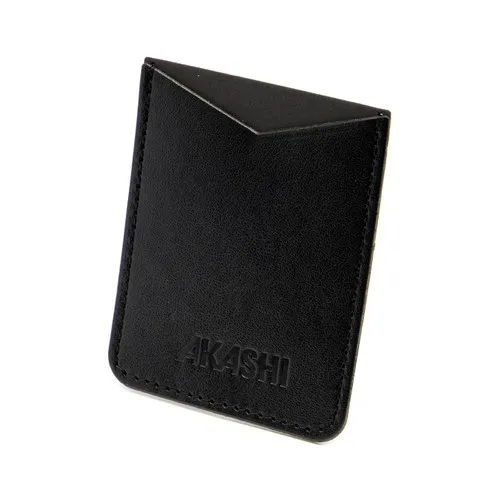 PORTE-CARTE POUR SMARTPHONE AVEC ADHESIF 3M EN SIMILI-CUIR LISSE NOIR - MADE IN EUROPE