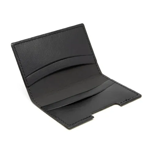 PORTE-CARTES FOLIO AVEC OU SANS ANTI-RFID EN SIMILI-CUIR LISSE NOIR - MADE IN EUROPE