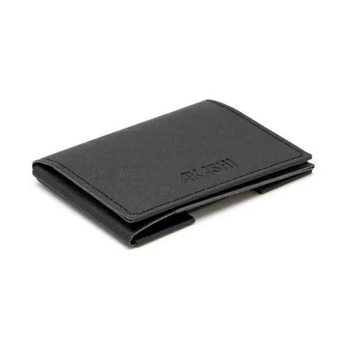 PORTE-CARTES FOLIO AVEC OU SANS ANTI-RFID EN SIMILI-CUIR LISSE NOIR - MADE IN EUROPE