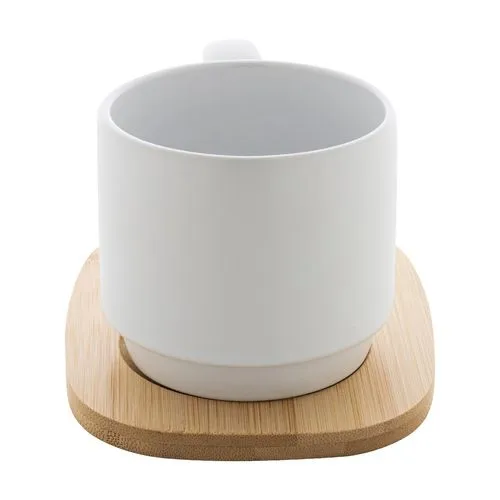Mug en céramique avec plateau en bambou Kaguya
