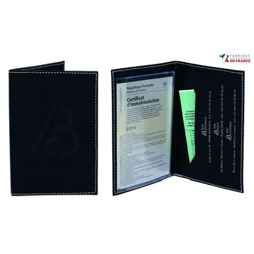 ETUI CARTE GRISE COUSU 2 VOLETS SPA Matière Gomme