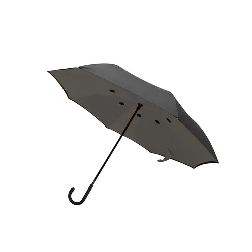 Parapluie demi-golf reverse poignée canne noir gris