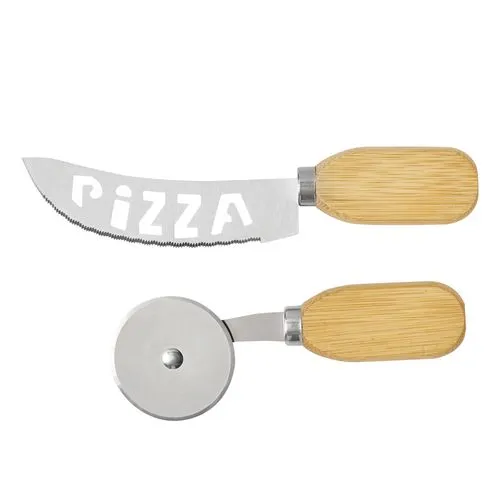 Set à Pizza Personnalisable 2 Pièces - Coffret Bambou et Inox
