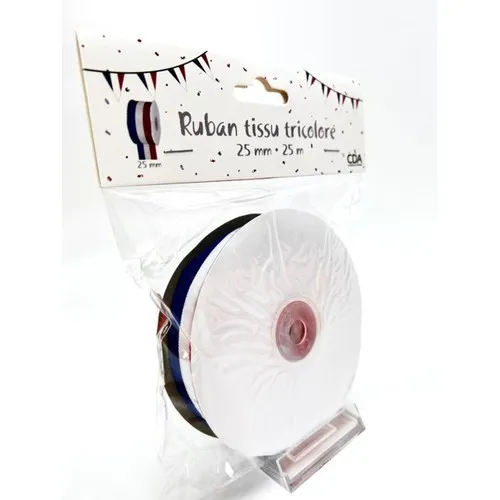 25 m Ruban tissu Tricolore 25 mm