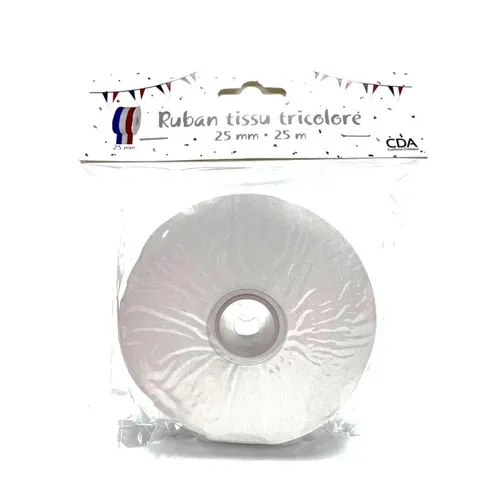 25 m Ruban tissu Tricolore 25 mm
