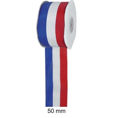 25 m Ruban tissu Tricolore 50 mm