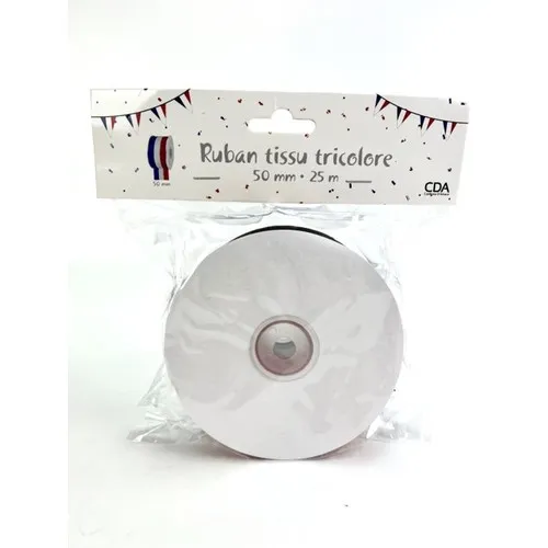 25 m Ruban tissu Tricolore 50 mm