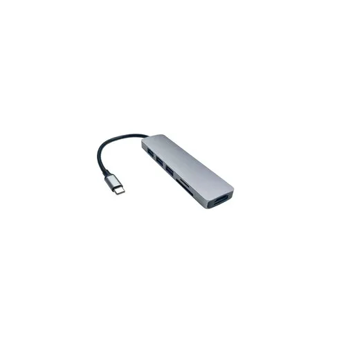 Hub USB-C 6-en-1 Métal Personnalisable - Connectique Professionnelle