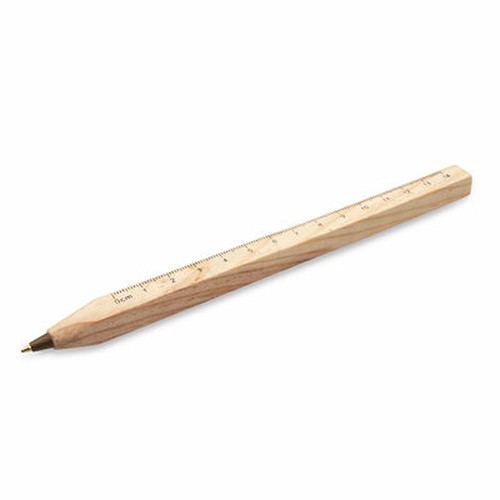 Stylo bille multifonction bois avec règle intégrée - Section carrée