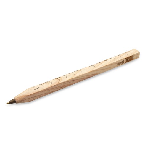 Stylo bille multifonction bois avec règle intégrée - Section carrée