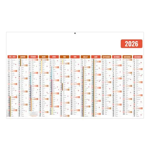 ECOMAX ROUGE 2026 RECTO SEUL - MAXI LEGER SOUPLE - 650x405MM - SANS MARQUAGE - 1 TROU EN TETE