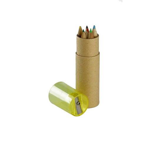 Set de 6 crayons de couleur avec taille-crayon intégré personnalisable