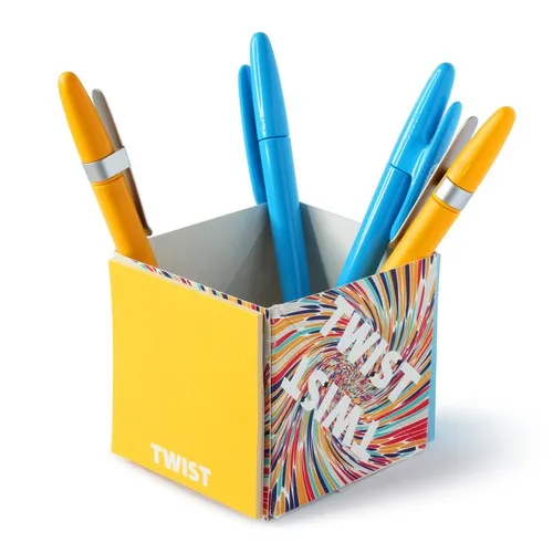 Pot à Crayons Carton Pliable avec Post-it - Personnalisable