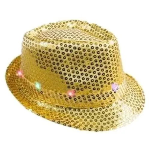 Chapeau à Sequins Dorés Lumineux LED - Personnalisable
