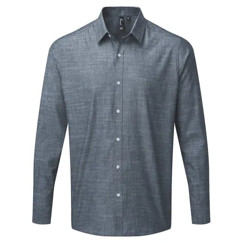 Chemise Manches Longues Coton Slub Chambray Homme