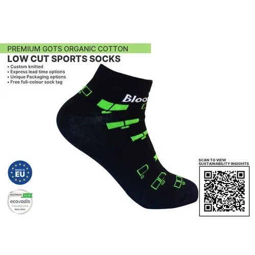 Chaussettes de Sport Basses Personnalisées en Coton Bio - Jacquard