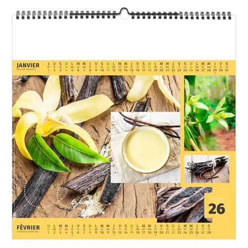 AROMATES ET COMPAGNIE 2026 - SMALL 330 x 330 mm - MARQUAGE 1 COULEUR - RELIURE BAGUETTE