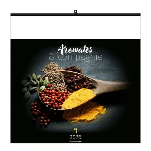 AROMATES ET COMPAGNIE 2026 - SMALL 330 x 330 mm - MARQUAGE 1 COULEUR - RELIURE BAGUETTE